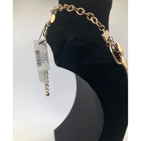 CHICO'S Classic Gold Tone Hammered Circles & Diamonds 16" Bib Statement Necklace - Picture 6 of 6